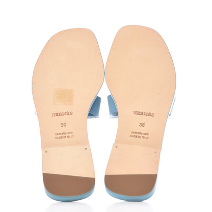 Hermes Epsom Oran Sandals 36 Bleu Littoral 5 of 8