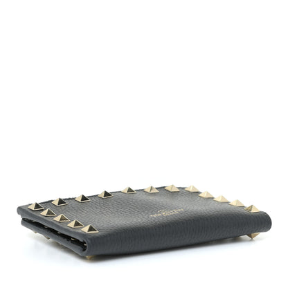Valentino Garavani Pebbled Calfskin Rockstud Coin Case Card Holder Black 4 of 9