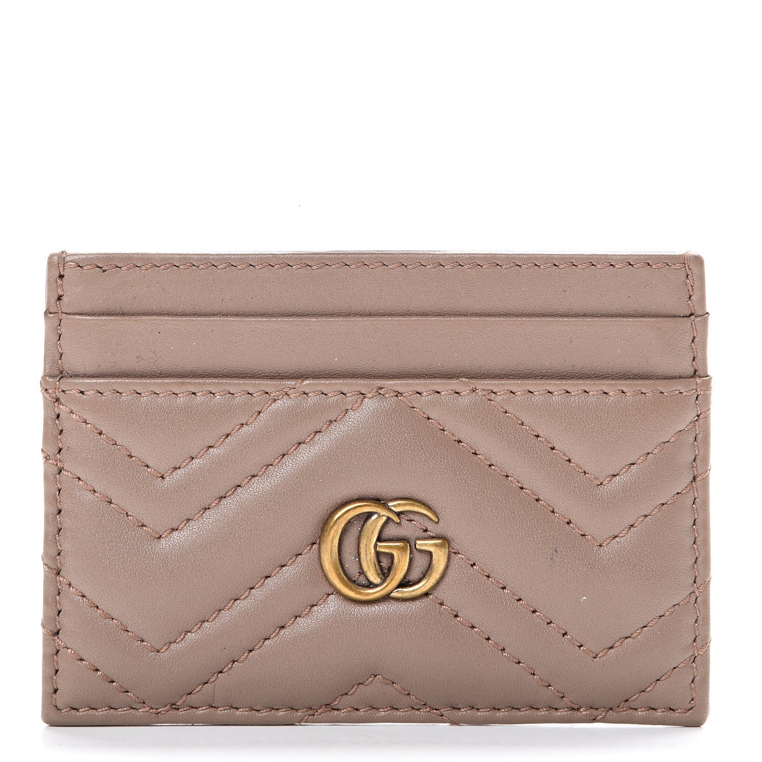 Gucci Calfskin Matelasse GG Marmont Card Holder Porcelain Rose 1 of 7
