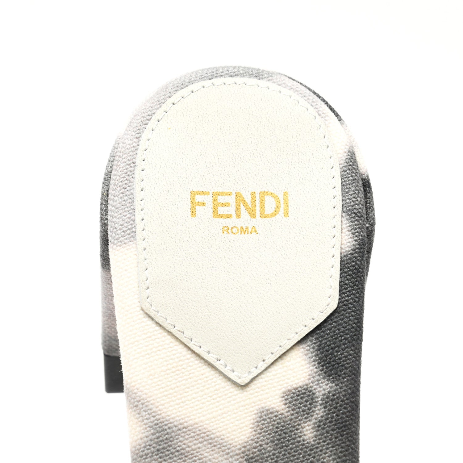 Fendi Canvas Floral Print Logo Mid-Heel Slide Sandals 40 Black White 7 of 7