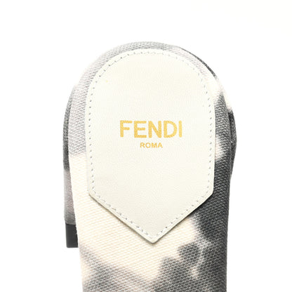 Fendi Canvas Floral Print Logo Mid-Heel Slide Sandals 40 Black White 7 of 7