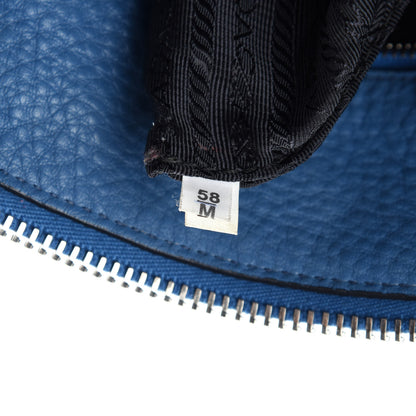 Prada Vitello Daino Double Handle Satchel Cobalto 12 of 13