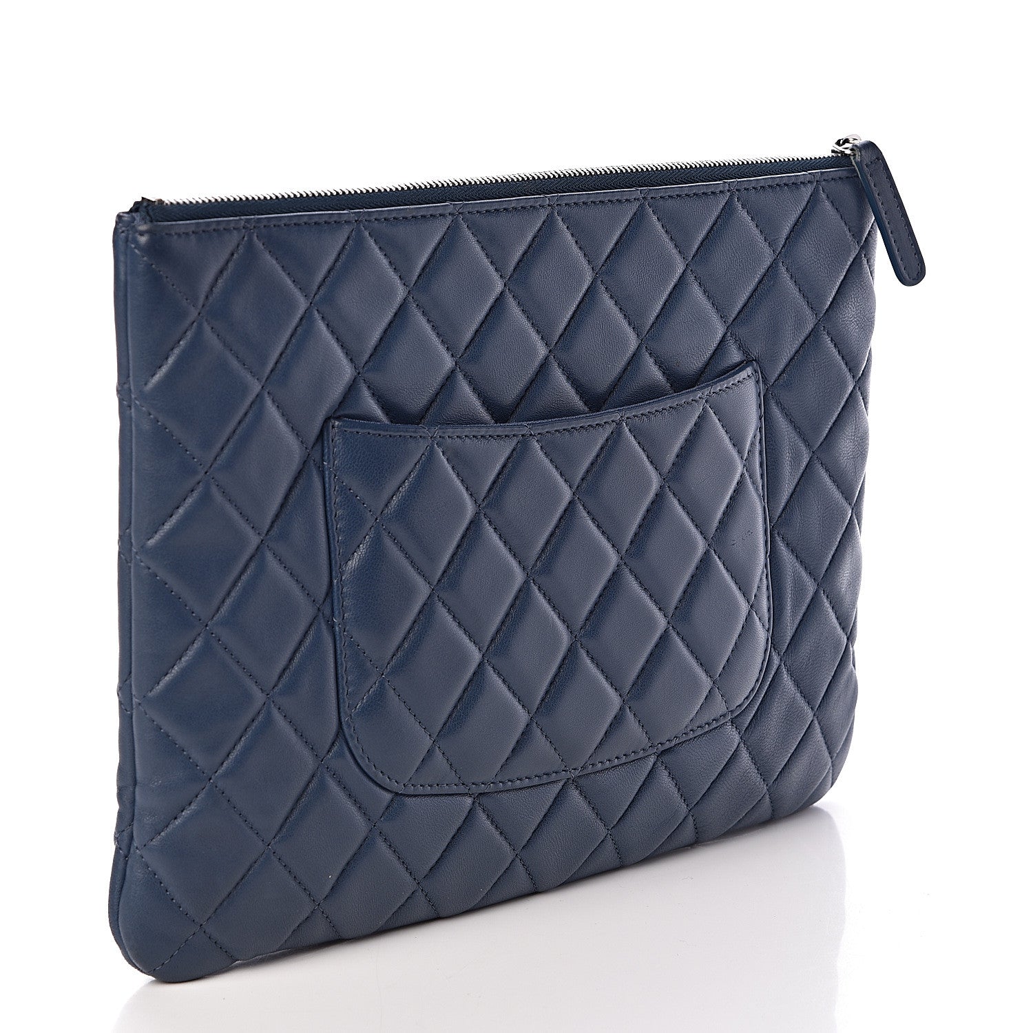 Chanel Lambskin Quilted Medium Cosmetic Case Dark Blue 3 of 8