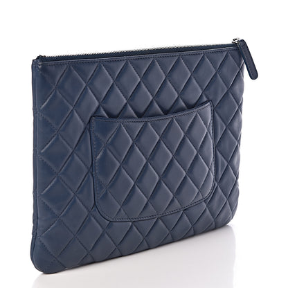 Chanel Lambskin Quilted Medium Cosmetic Case Dark Blue 3 of 8