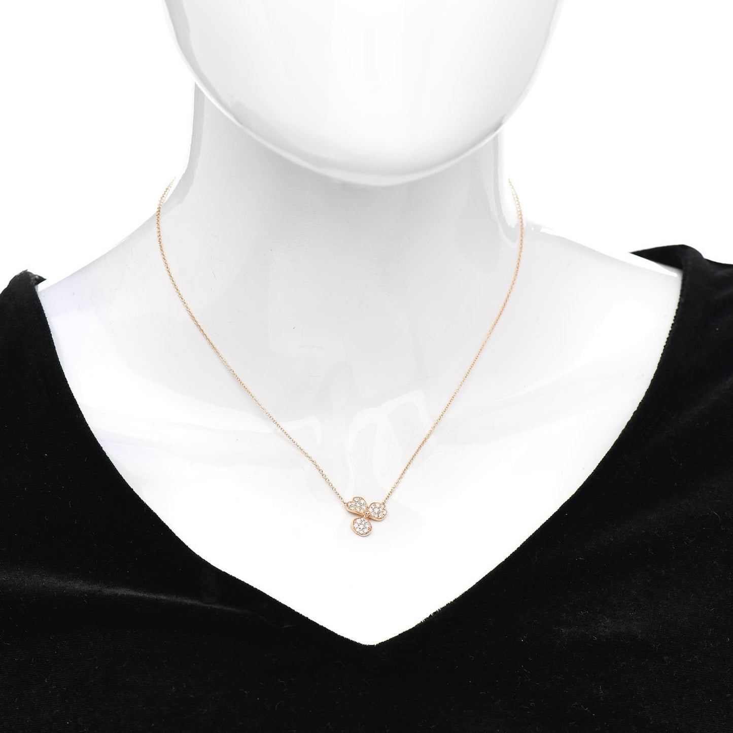 18K Rose Gold Diamond Paper Flowers Pave Pendant Necklace