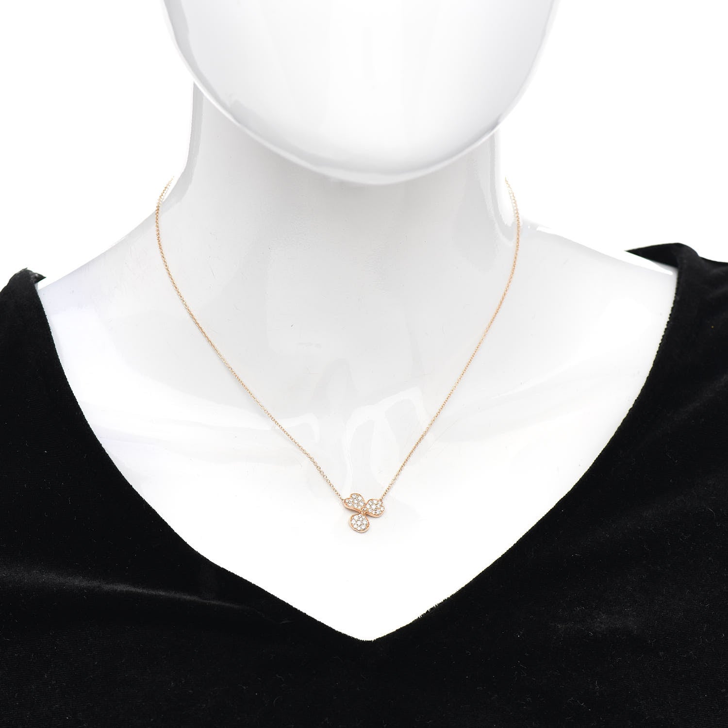 Tiffany 18K Rose Gold Diamond Paper Flowers Pave Pendant Necklace 2 of 4
