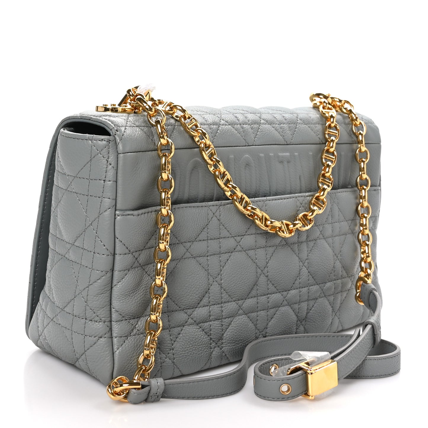 Grained Calfskin Cannage Large Caro Bag Grey Stone