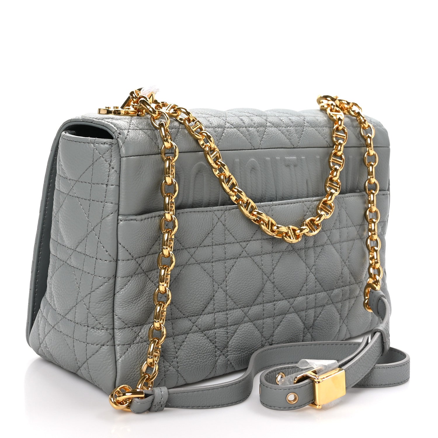 Christian Dior Grained Calfskin Cannage Large Caro Bag Grey Stone 3 of 12