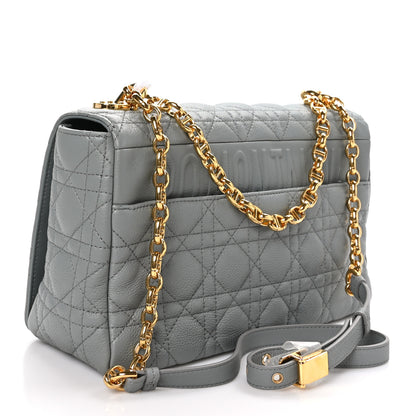 Christian Dior Grained Calfskin Cannage Large Caro Bag Grey Stone 3 of 12