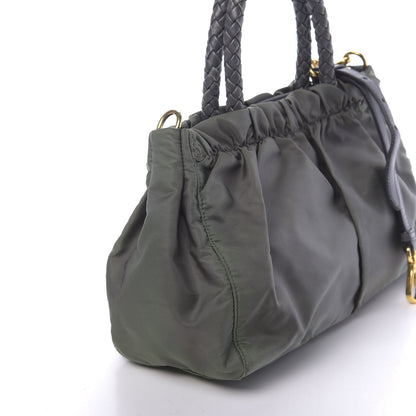 Prada Tessuto Nylon Bow Shoulder Bag Green 14 of 16