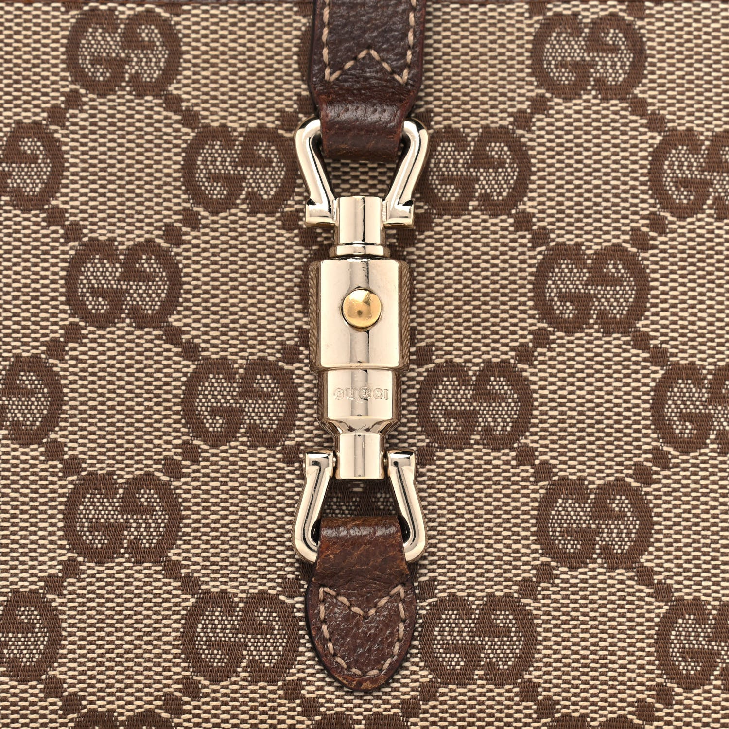 Gucci Monogram Piston Lock Compact Wallet Beige 9 of 14
