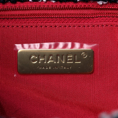 Chanel Tweed Quilted Medium Chanel 19 Flap Navy Blue White Red 6 of 10
