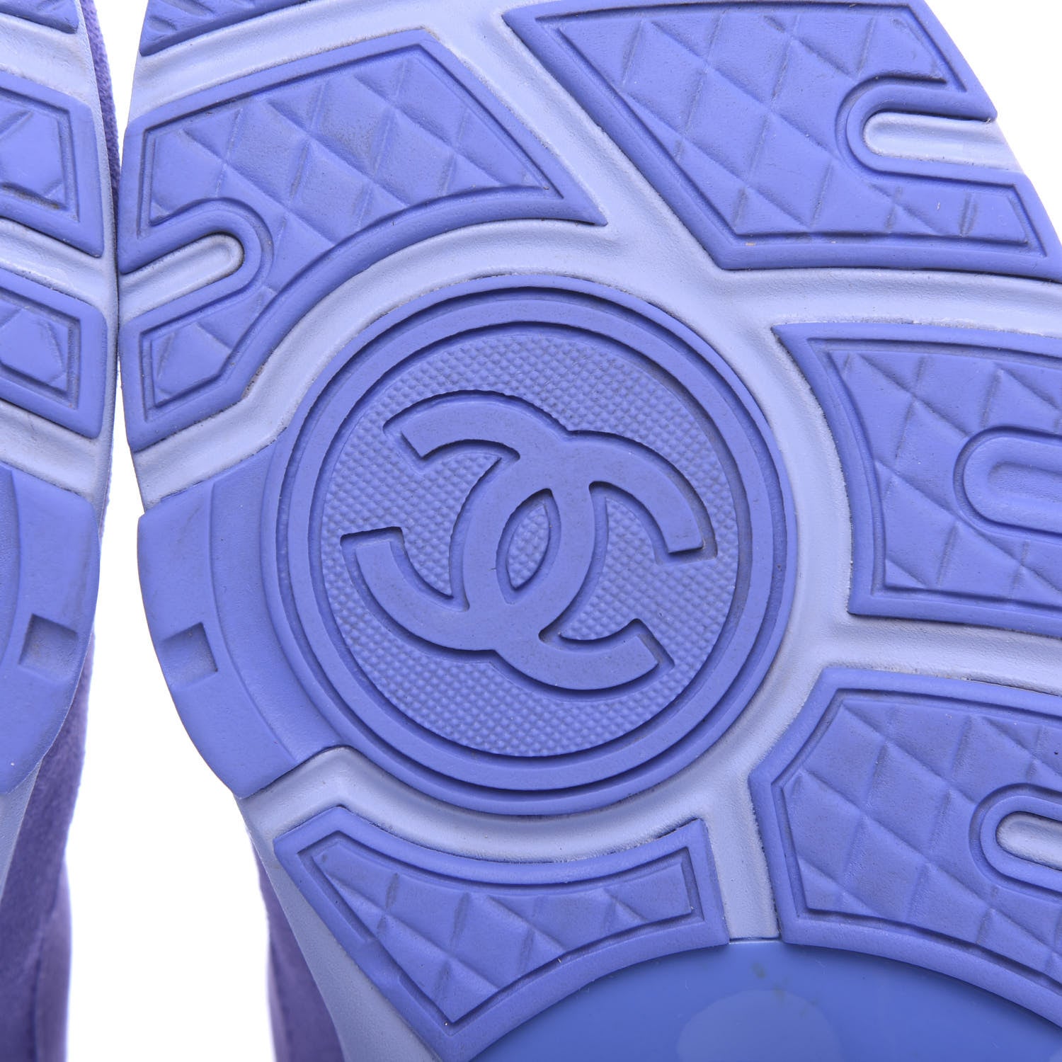 Chanel Nylon Lambskin Suede Calfskin CC Sneakers 38 Purple 6 of 9