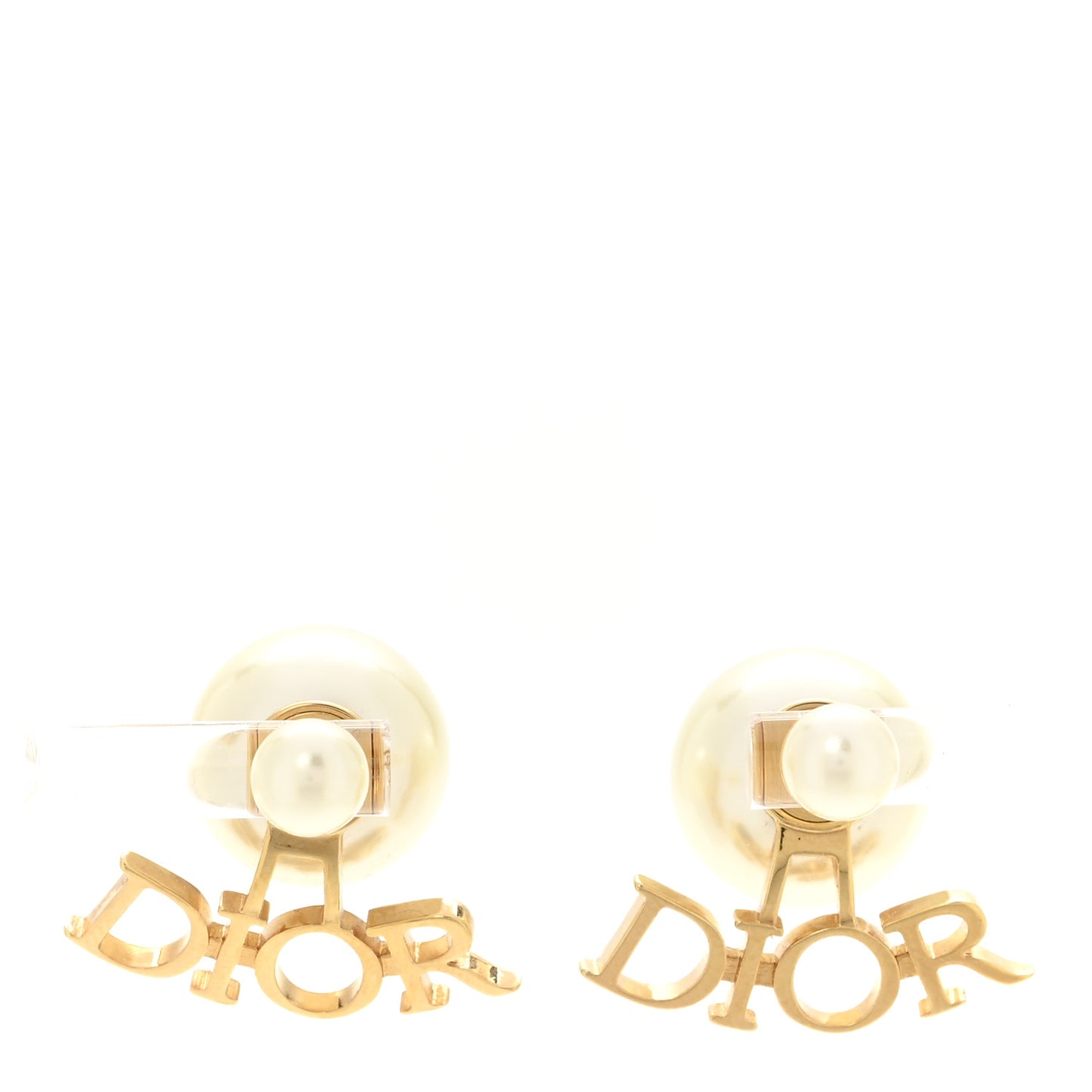 Pearl Tribal Logo Earrings Gold White