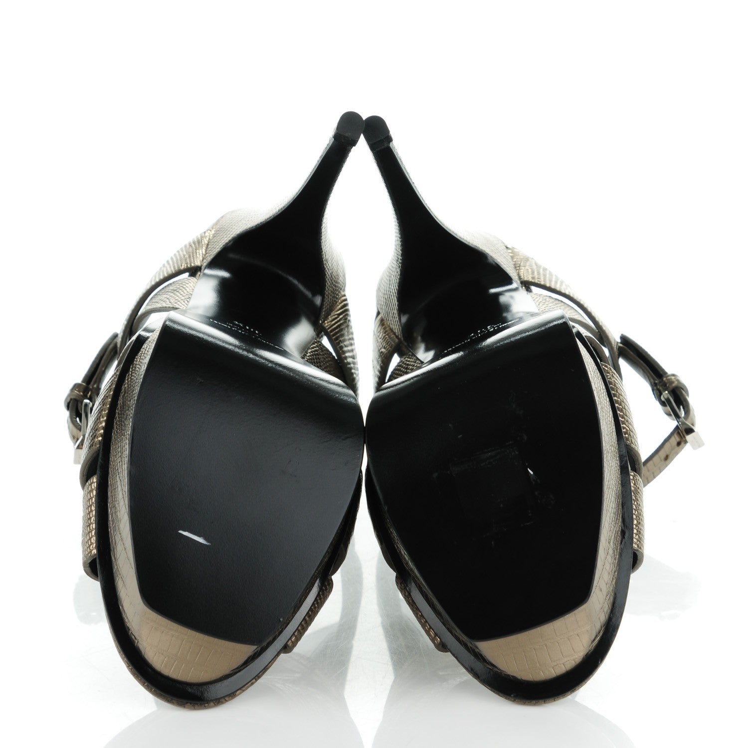 Saint Laurent Calfskin Lizard Embossed Tribute 105 Platform Sandals 38.5 Topas 5 of 7