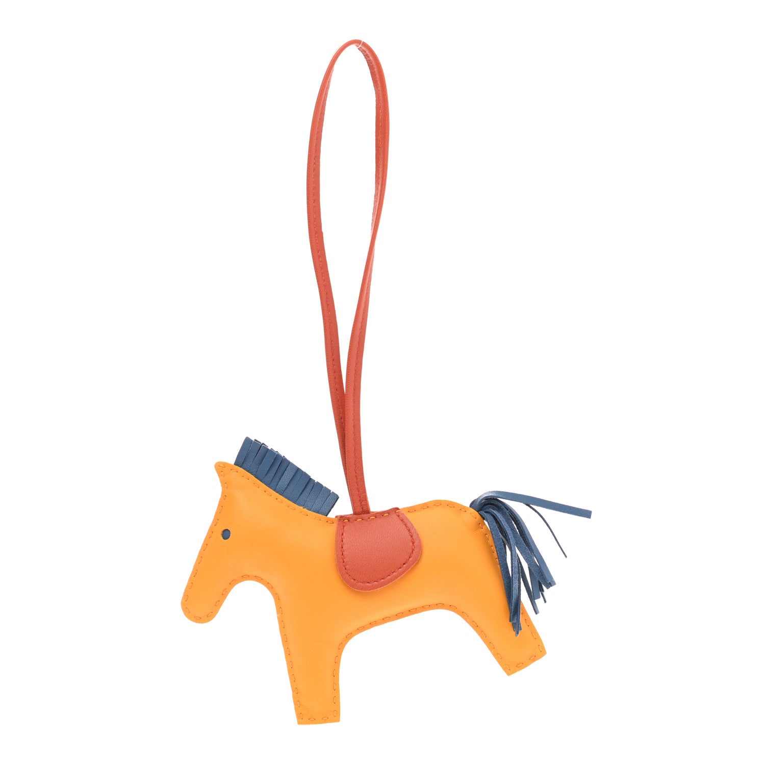 Hermes Milo Lambskin Grigri Rodeo Horse Bag Charm MM Jaune D'Or Bleu Agate Cornaline 1 of 4