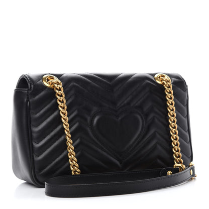 Gucci Calfskin Matelasse Small GG Marmont Shoulder Bag Black 3 of 10