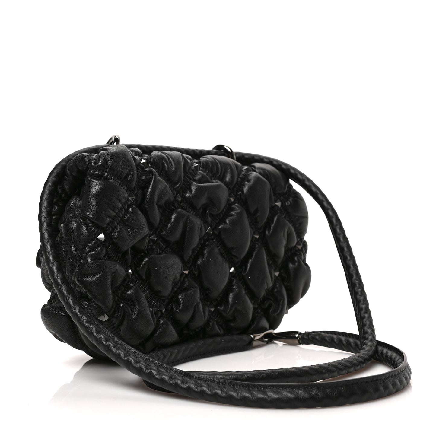 Nappa Small Spikeme Shoulder Bag Black