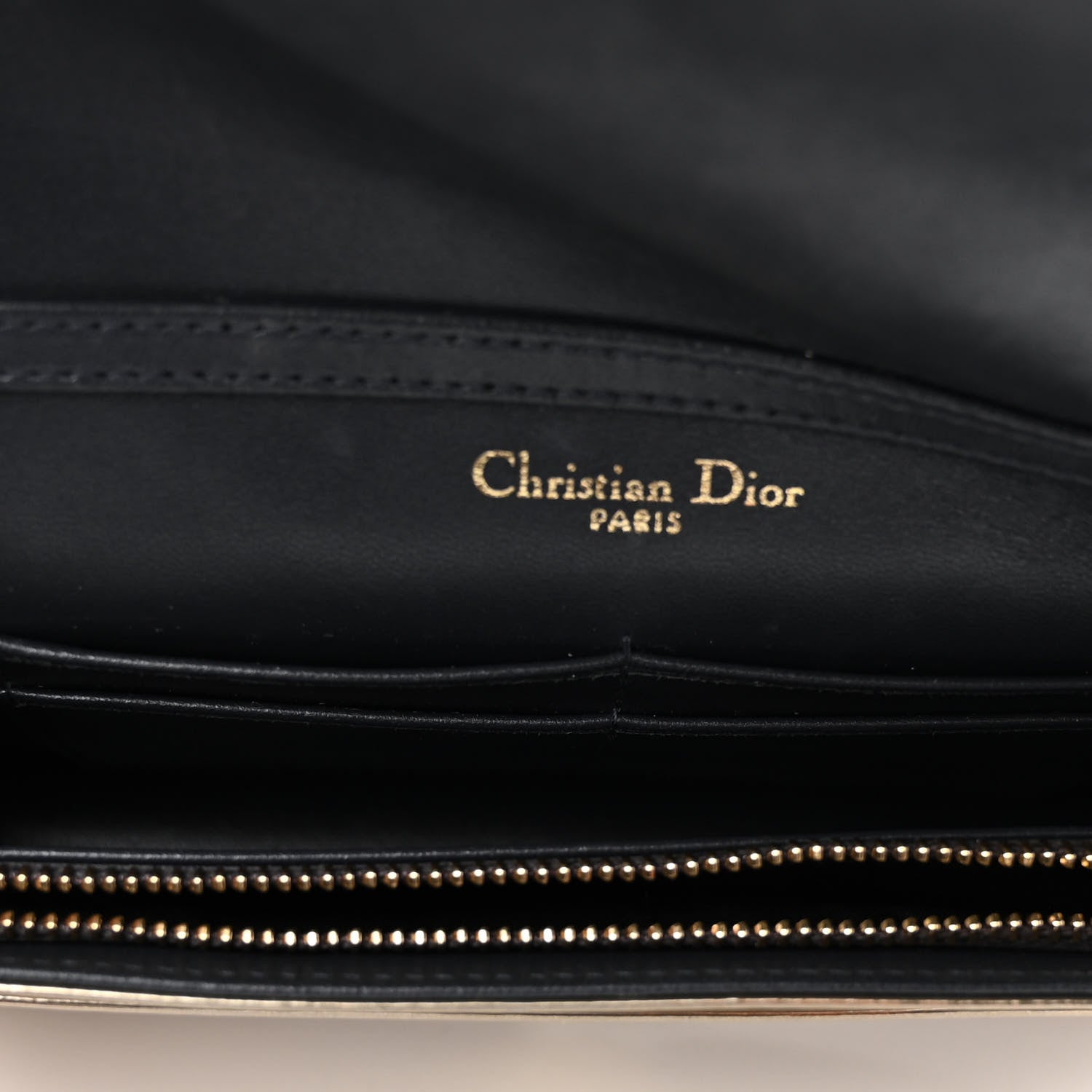 Christian Dior Metallic Patent Micro-Cannage Diorama Wallet on Chain Pouch Gold 5 of 9