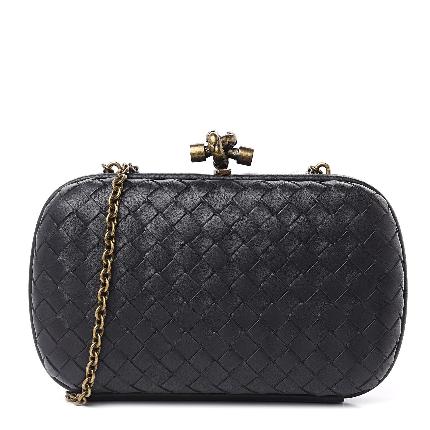 Bottega Veneta Nappa Intrecciato Chain Knot Clutch Black 1 of 8