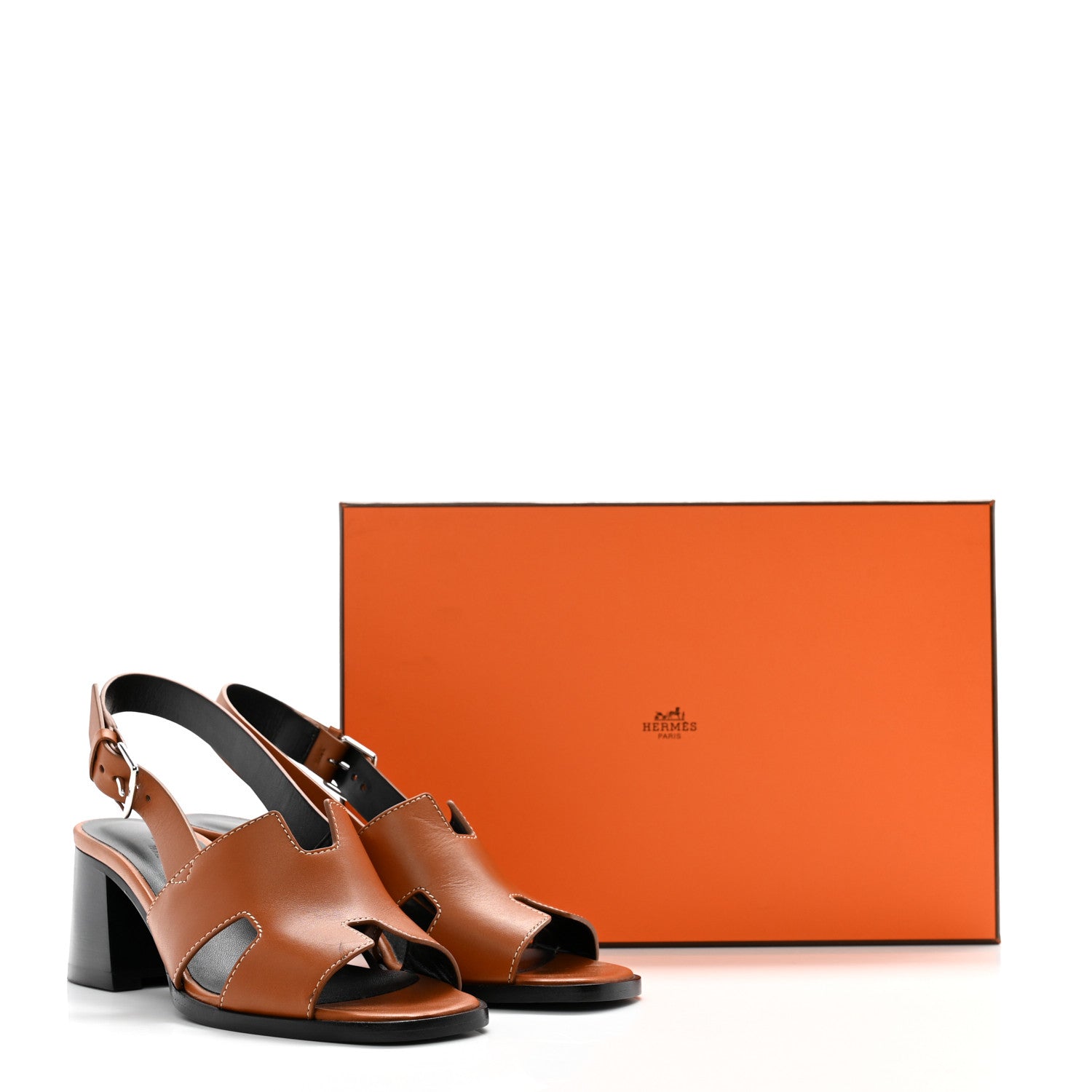 Hermes Calfskin Elbe 60 Sandals 36.5 Marron Glaise 10 of 10