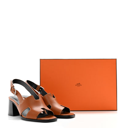 Hermes Calfskin Elbe 60 Sandals 36.5 Marron Glaise 10 of 10