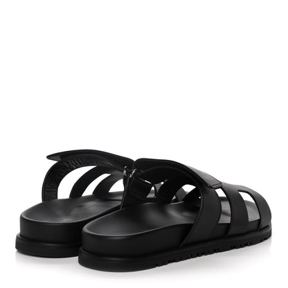 Hermes Calfskin Womens Chypre Sandals 36.5 Black 4 of 12