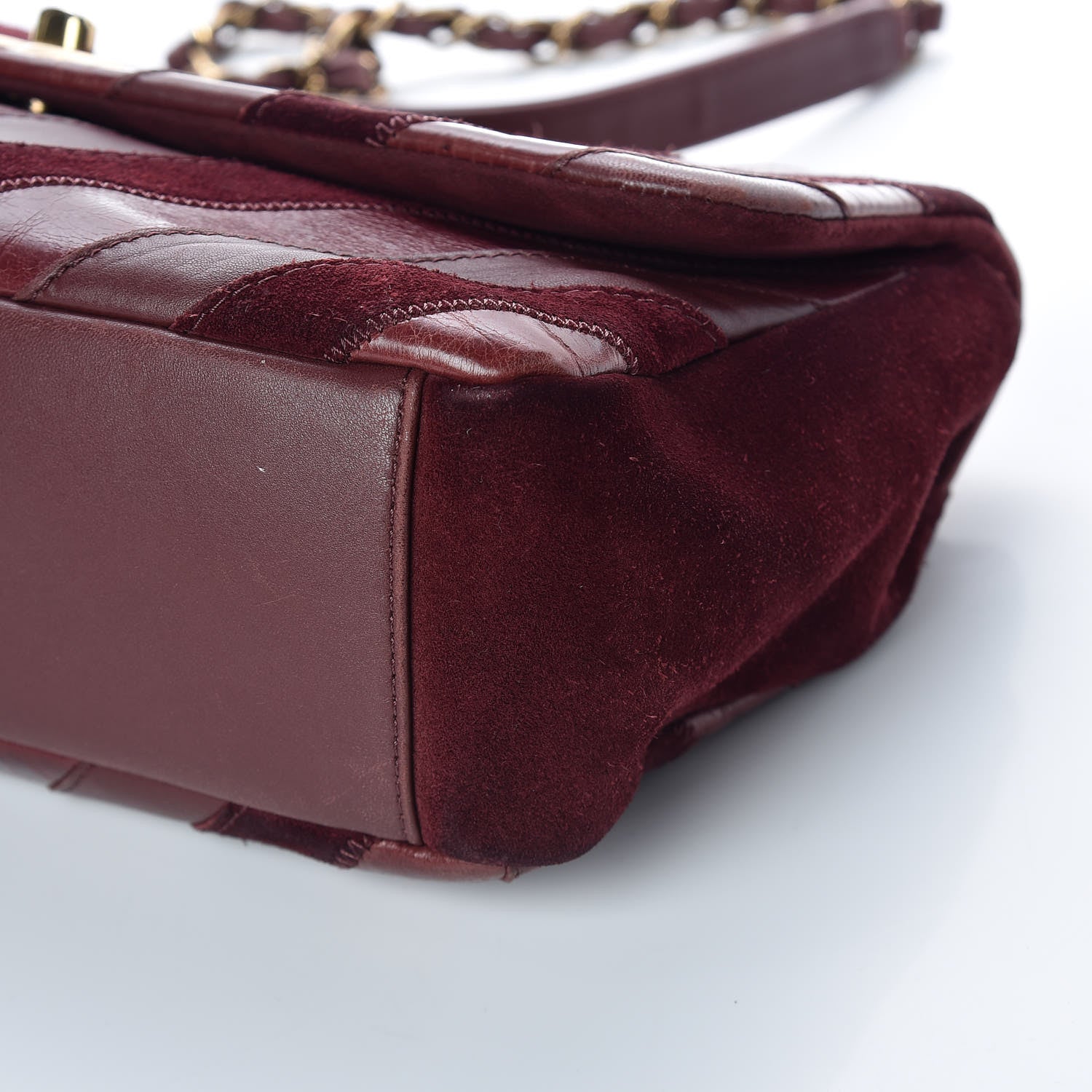 Chanel Suede Lambskin Glazed Calfskin Large Lady Vintage Chevron Flap Burgundy 9 of 14