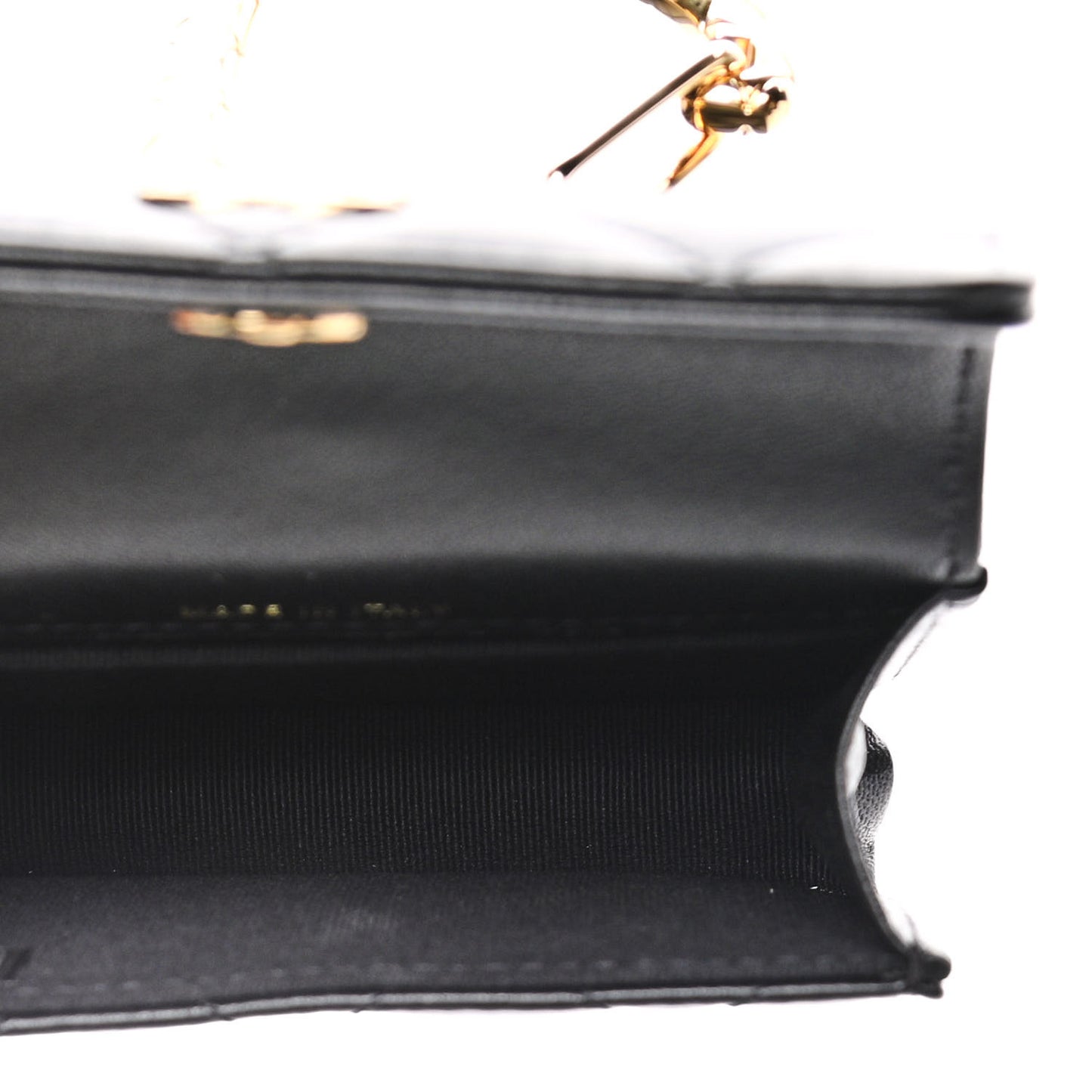 Lambskin Quilted CC Hook Card Holder Black