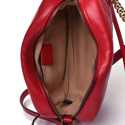 Gucci Calfskin Matelasse Small GG Marmont Chain Shoulder Bag Hibiscus Red 4 of 4