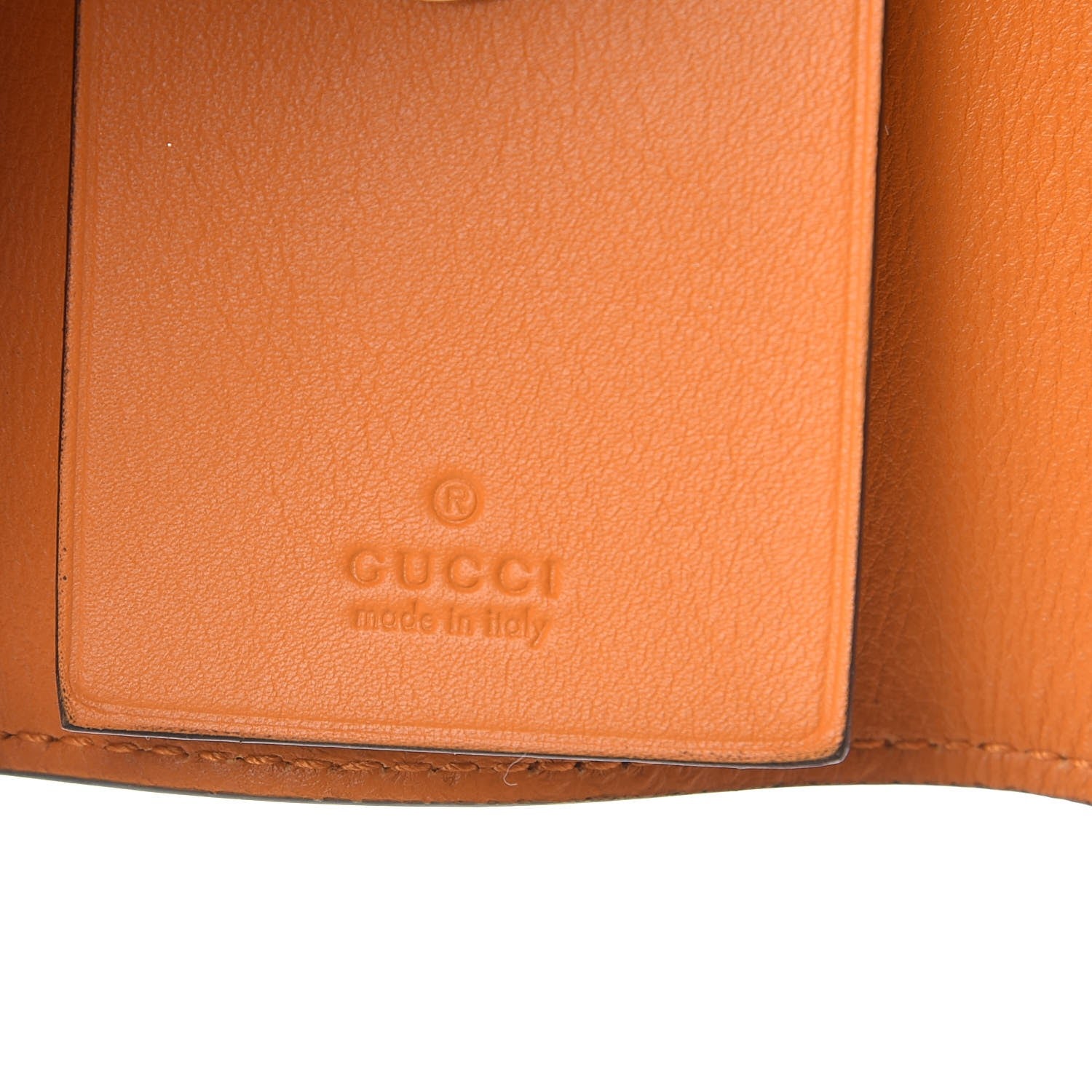 Gucci Calfskin Icon Signature 6 Key Holder Case Orange 6 of 8
