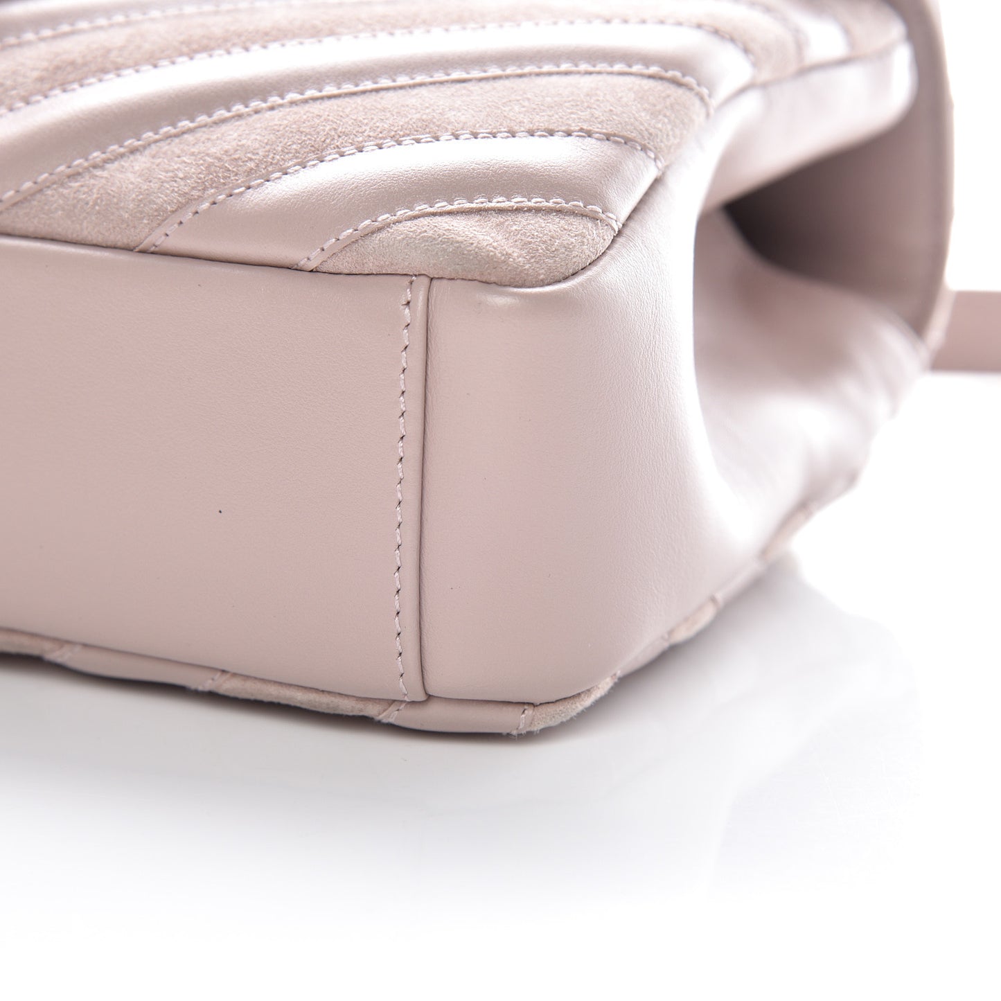 Calfskin Suede Matelasse Chevron Medium Monogram College Bag Rose Poudre