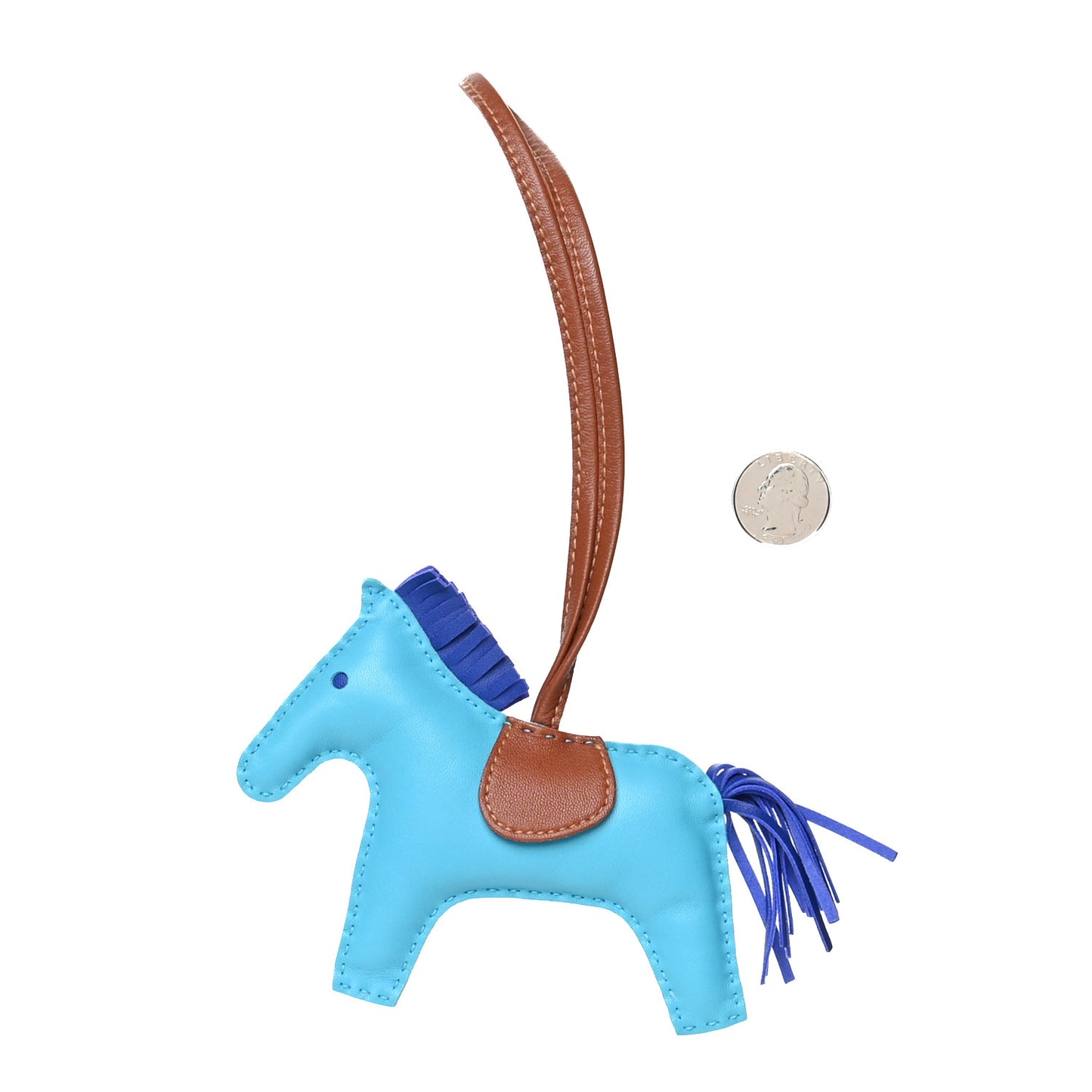 Milo Lambskin Grigri Rodeo Horse Bag Charm MM Bleu Azteque Bleu Electrique Fauve