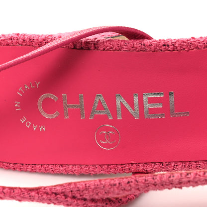 Chanel Tweed Grosgrain Cap Toe CC Slingback Pumps 38.5 Pink Black 8 of 8