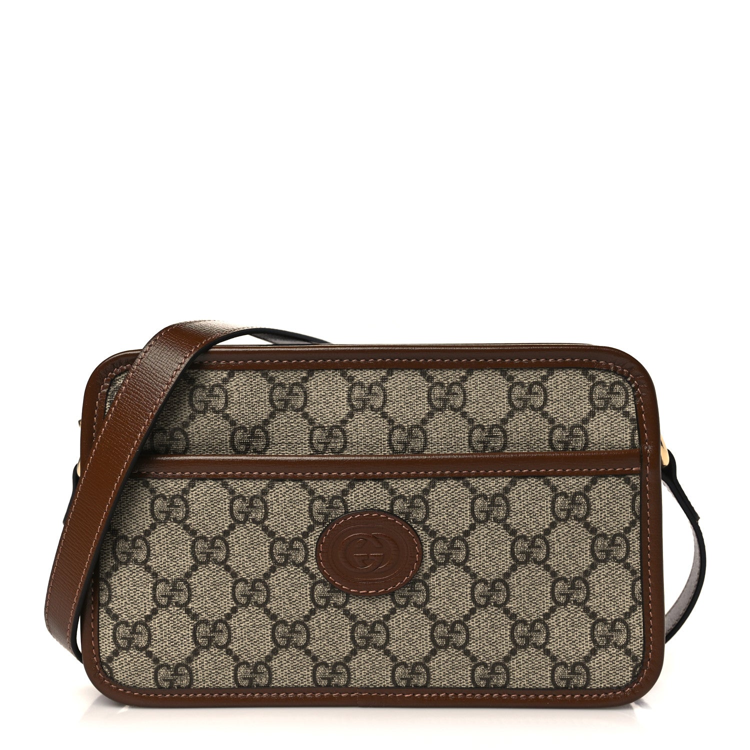 Gucci GG Supreme Monogram Azalea Calfskin Mini Retro Interlocking G Shoulder Bag Beige Ebony Brown Sugar 1 of 9