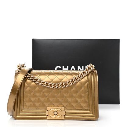 Chanel Metallic Patent Calfskin Quilted Medium Boy Flap Gold 13 of 13