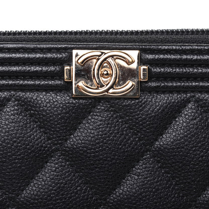Chanel Caviar Quilted Boy Long Zip Around Wallet Black 13 of 14