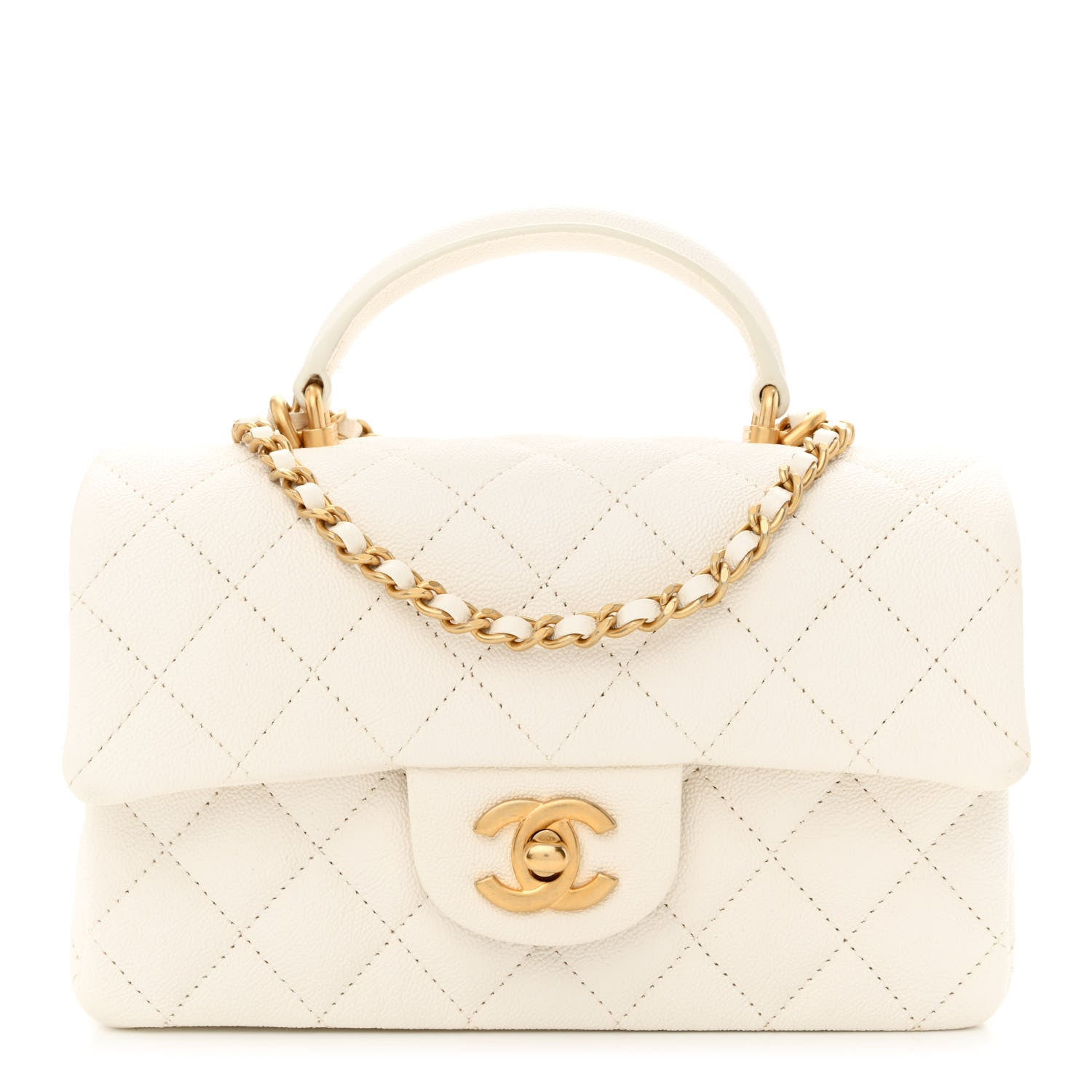 Chanel Caviar Quilted Mini Top Handle Rectangular Flap White 1 of 10
