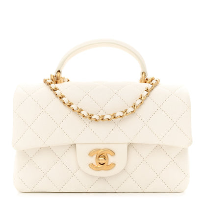 Chanel Caviar Quilted Mini Top Handle Rectangular Flap White 1 of 10