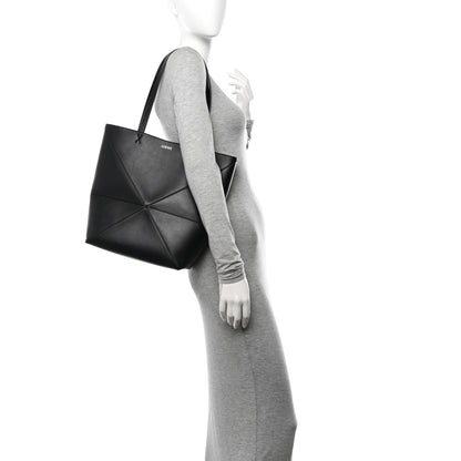 Loewe Shiny Calfskin Medium Puzzle Fold Tote Black 2 of 9