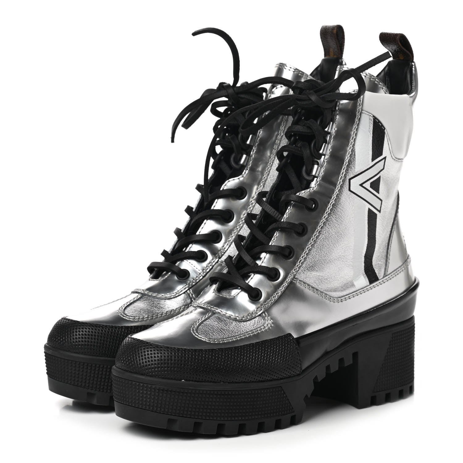 Louis Vuitton Patent Calfskin Spaceship Laureate Platform Desert Boots 36 Silver 3 of 8