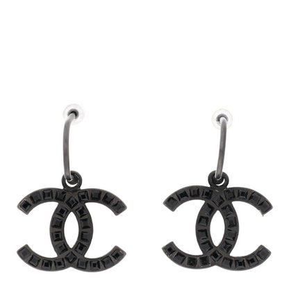 Chanel Baguette Crystal CC Dangle Earrings Black 1 of 5