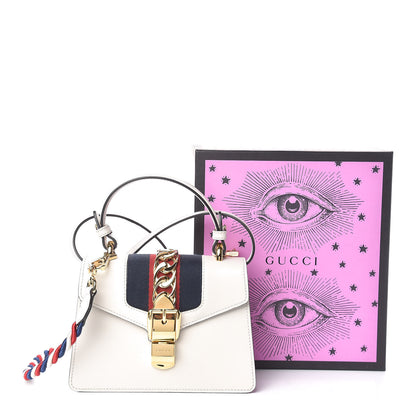 Gucci Calfskin Mini Sylvie Top Handle Bag White 12 of 12