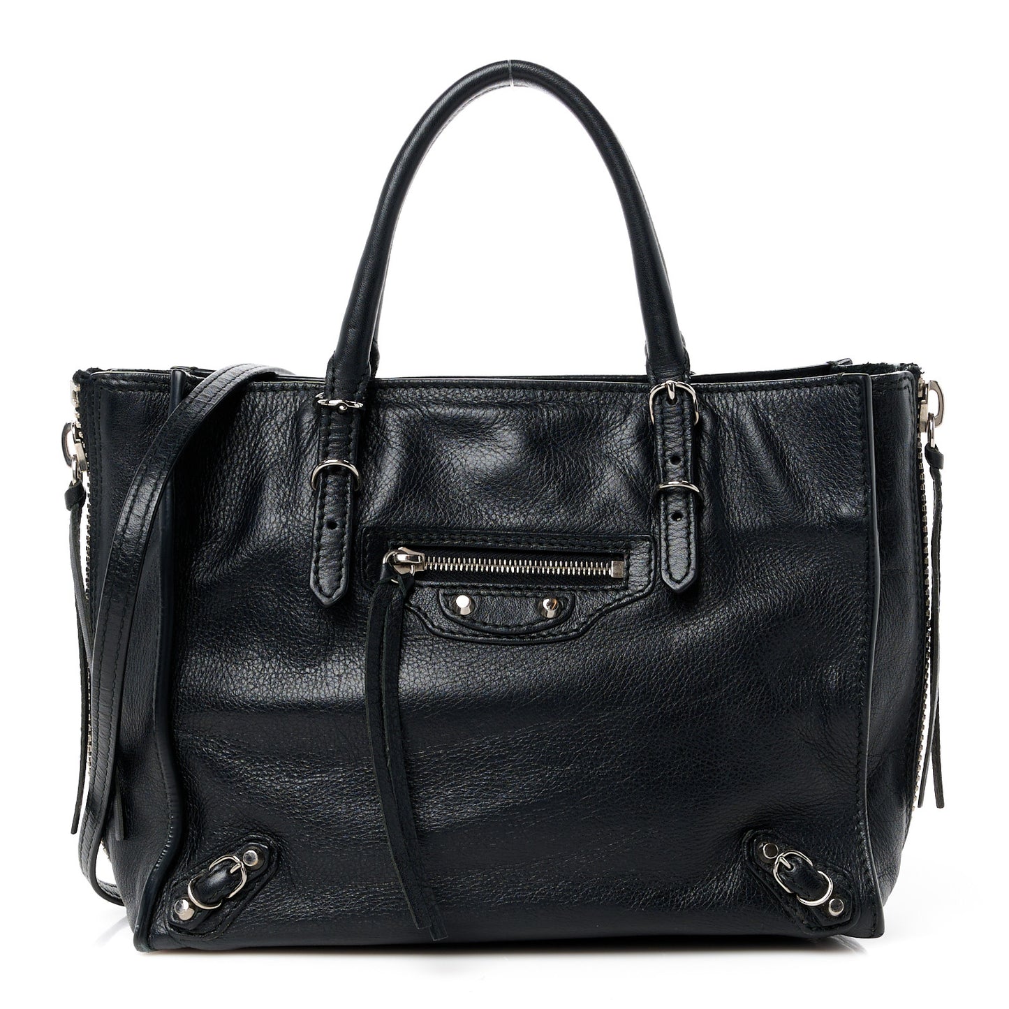 Calfskin Papier Mini A4 Zip Around Tote Black