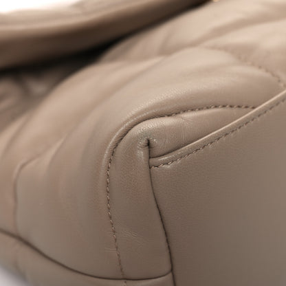Saint Laurent Lambskin Quilted Small Loulou Puffer Monogram Chain Satchel Dark Beige 9 of 11