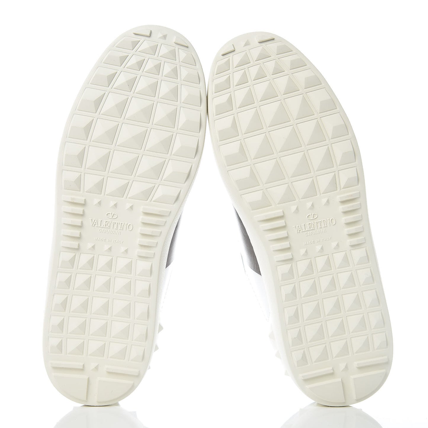 Calfskin Rockstud Open Sneakers 36.5 White Pewter