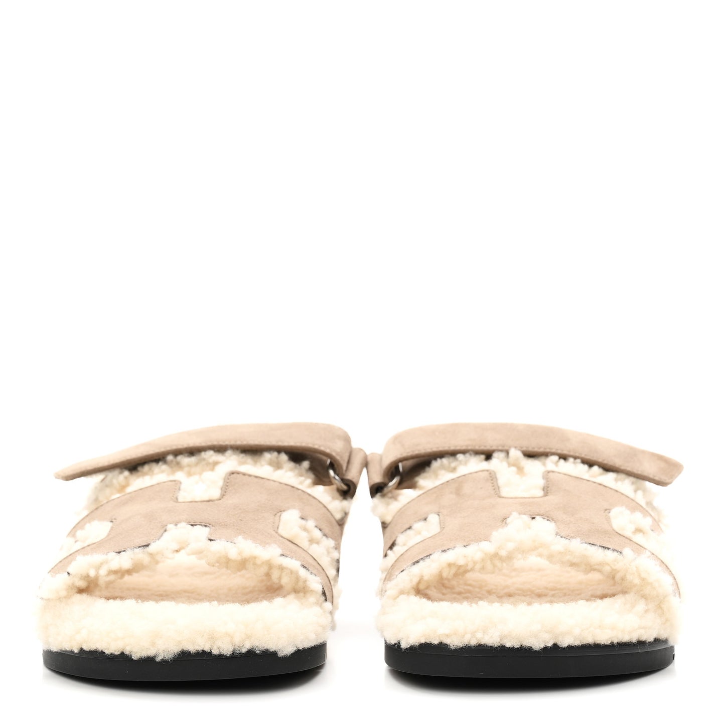 Suede Goatskin Woolskin Womens Chypre Sandals 38.5 Etoupe