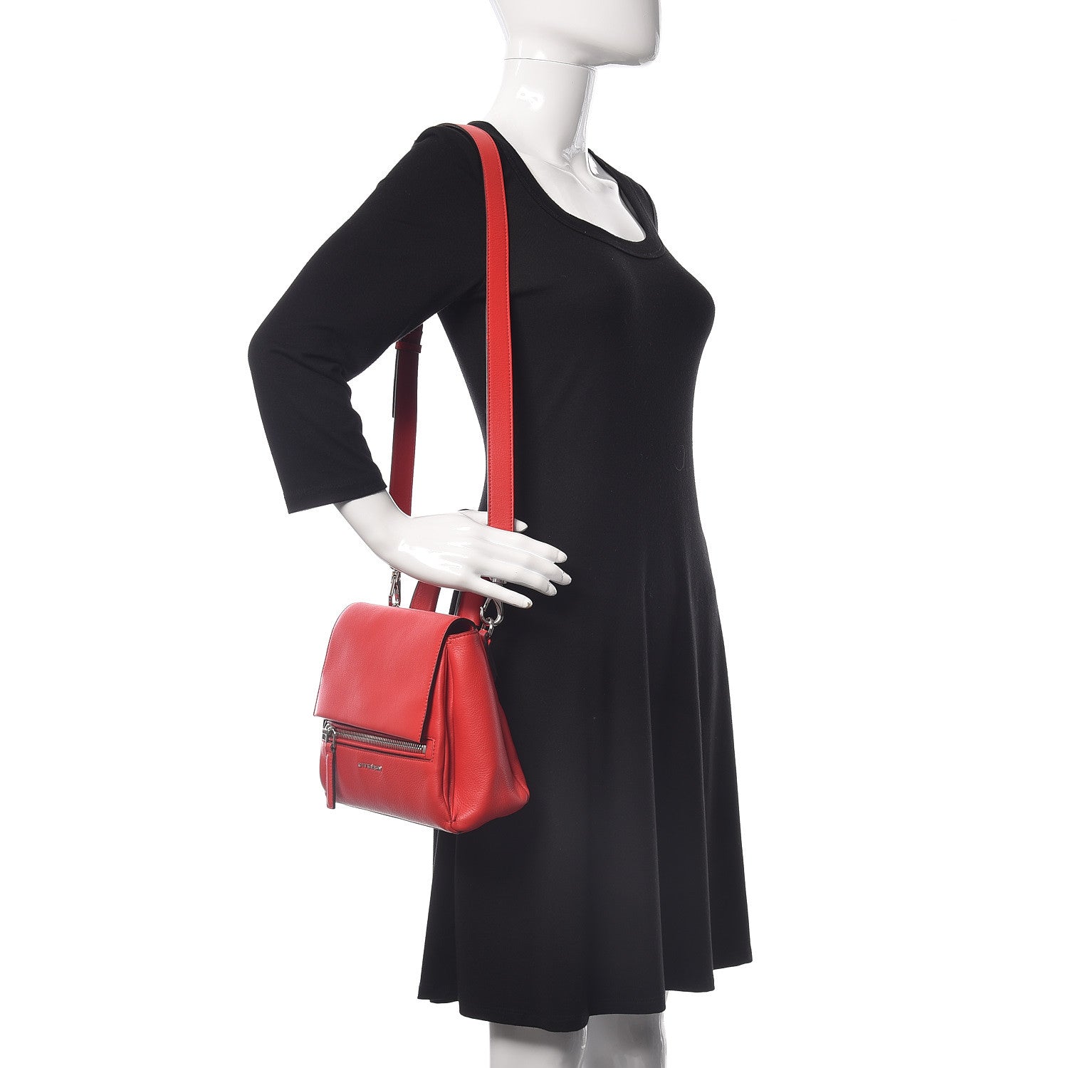 Givenchy Waxy Grained Calfskin Mini Pandora Pure Flap Bag Red 2 of 9
