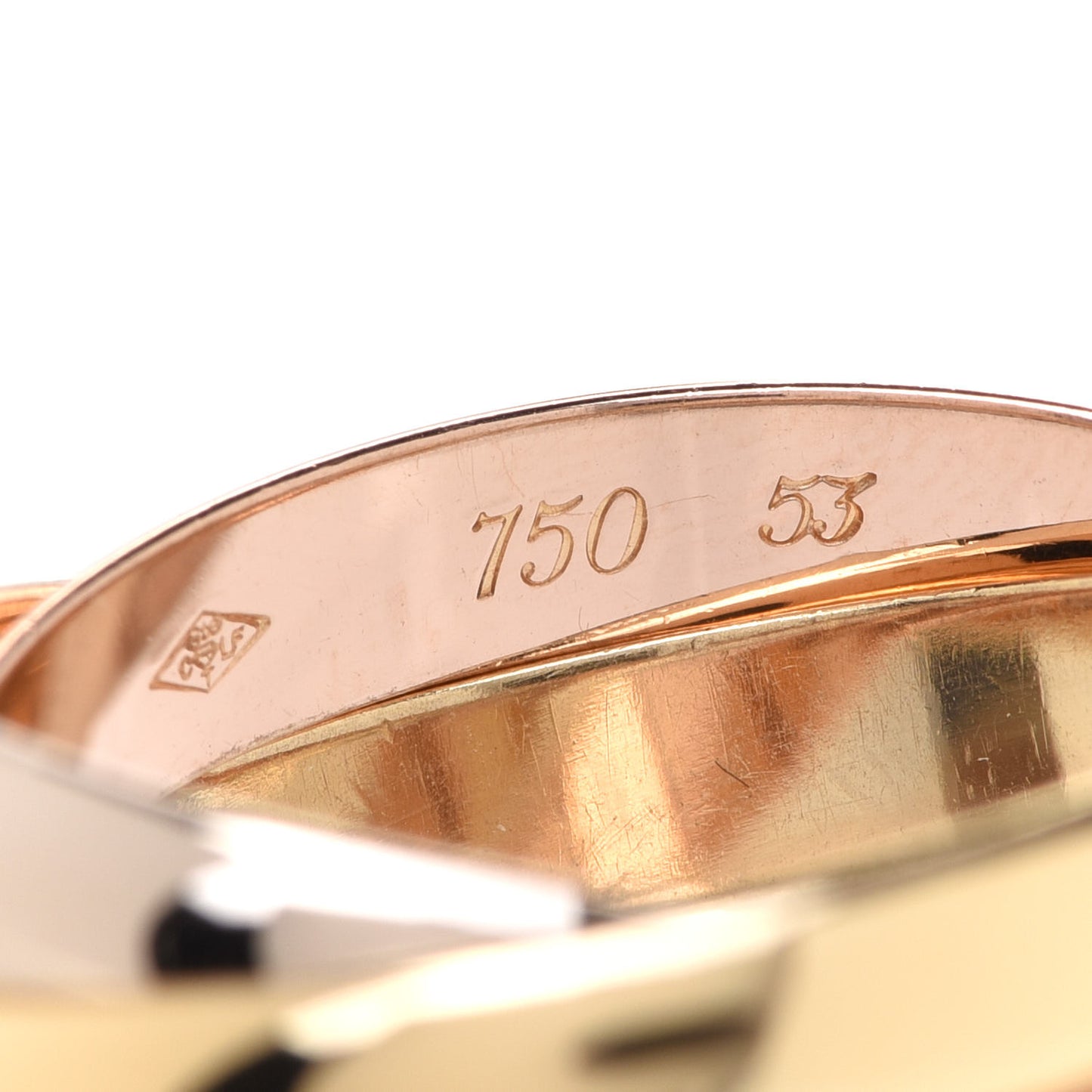 18K Pink Yellow White Gold Classic Les Must De Cartier Trinity Ring 53 6.25