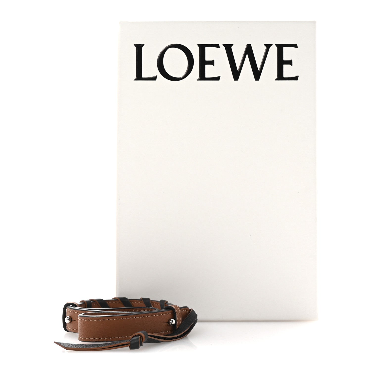 Loewe Calfskin Braided Short Strap Tan Black 9 of 9